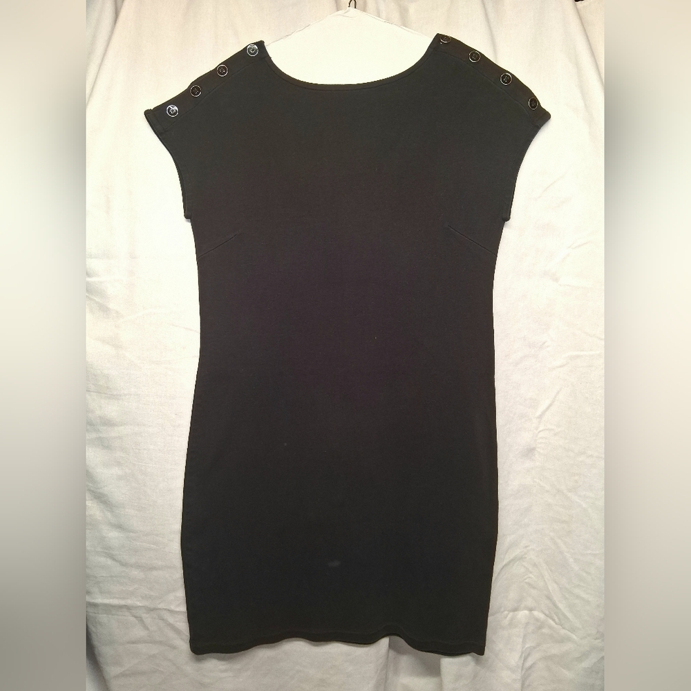 Talbots Black Cap-Sleeve Button-Shoulder Tunic